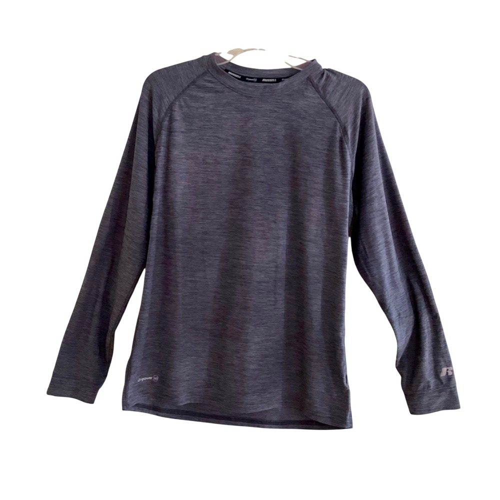 Russell Athletic Mens Dri-Power 360 Training Fit Long Sleeve Shirt Gray M Hiking - Picture 1 of 10